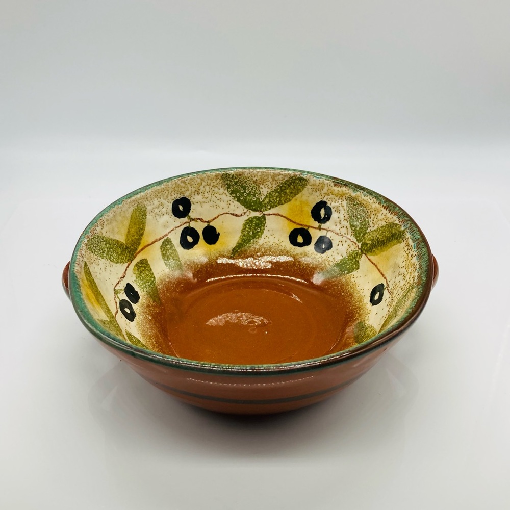 Vintage Italica Ars Handmade In Italy Ceramic Bowl Olive Vine Decorative Or Serv
